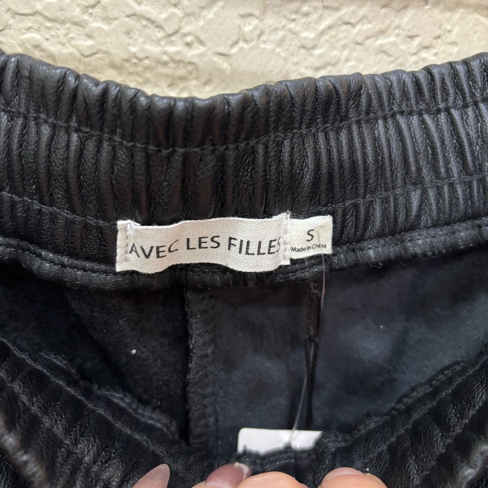 NEW Anthropologie | Avec Les Filles Black Faux Leather Drawstring Jogger Pants - Picture 8 of 15